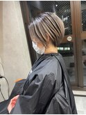 バレイヤージュ、ハイライト、レイヤーカット、ダブルカラー