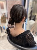 サイドおだんご ヘアアレンジ 結婚式 お呼ばれ 銀座