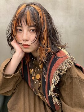 レコ 渋谷(LECO) 秋ヘア!顔まわりにデザインオレンジハイライト!