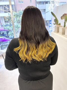 ファイブバイジエクト 堀江(FIVE by The Ect) ひまわりカラー　裾カラー　イエローカラー