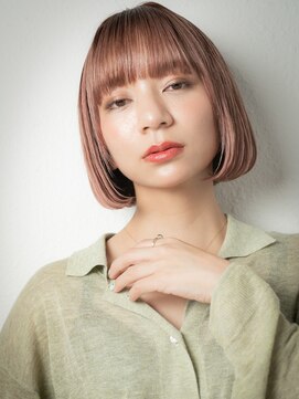 カバーヘア 上尾西口店(COVER HAIR) ワイドバングオレンジベージュ切りっぱなしボブu上尾20代30代