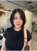 顔まわりカット　韓国後れ毛　後れ毛カット　外はねボブ