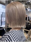 渋谷ブリーチカラータッセルボブ顔周りレイヤー切りっぱなしボブ