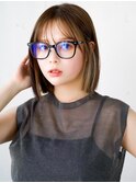 ◯ぱっつん前髪流し前髪鎖骨ミディアムボブ耳かけボブパーマ小顔