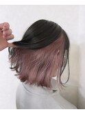 インナーピンク×ダークグレー 髪質改善 イルミナカラー ツヤ髪
