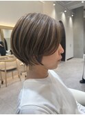 髪質改善カラーの丸みショートボブ＊