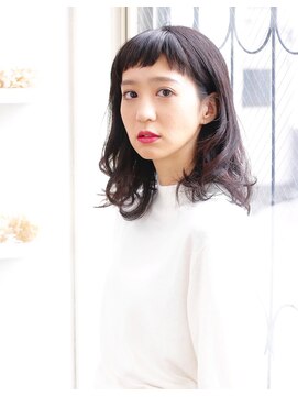 ヘアアンドメイク エジェリ(hair&make egerie) シースルーバング、短め前髪♪外国人風ロブ ダブルカラー 恵比寿