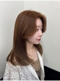 オレンジベージュ×顔周りレイヤー