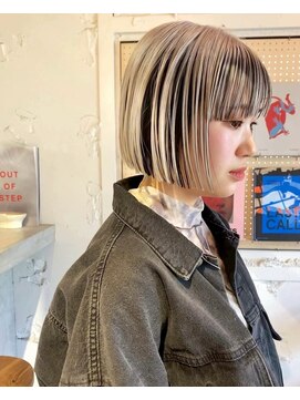 ルーム(Loom.) デザインカラーコントラストハイライト切りっぱなしボブ