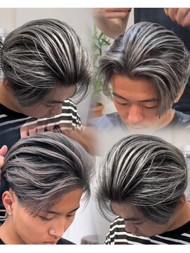 ステラ(STELLA) メンズ/バレイヤージュ/センターパート/ブリーチ＆ダブルカラー