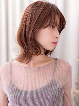 カバーヘア ブリス 戸田公園西口店(COVER HAIR bliss) 大人可愛いチェリーレッド外ハネくびれヘアb戸田公園20代30代