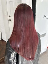 ラレイ ハラジュク(Lalei harajuku)&nbsp;【白石】ブリーチなし赤髪チェリーレッド暖色艶カラーロング原宿