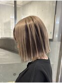 インナーカラーアウターカラーブリーチカラーダブルカラーボブ