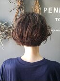 王道前下がりショートボブ×ニュアンスパーマ! 担当 遠藤至