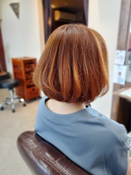 アリーム(Areem) アプリコットオレンジー×内巻きボブ　上品フレンチカジュアル