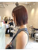 切りっぱなし　タッセルボブ　チェリーブラウン　ワインレッド