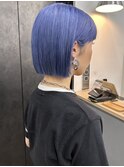 【GEEKS渋谷】切りっぱなしボブ/透明感カラー/ブリーチ/ネイビー