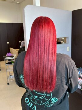 ヘアショップエヌアンドエー 久喜 栗橋店(hairshop N&A) 視線を惹きつけるビビットカラー◎レッドストレートロング