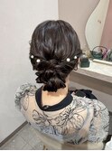 大人かわいいゆるふわシニヨン♪結婚式ヘア
