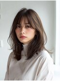 ミディアムレイヤー/くびれレイヤー/ヘルシー/小顔/大人トレンド