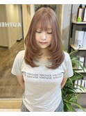 ピンクベージュ/レイヤーカット