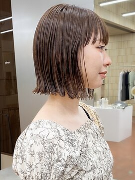 パークレーン アイス イヴェン(park lane ICI yeven) 切りっぱなしボブ ラベンダーベージュ ブリーチなし ボブrena