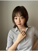 ミディアムレイヤー/顔まわりカット/オージュアカラー