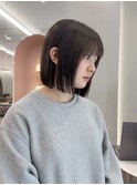 イメチェン外ハネボブ美髪ワイドバングミディアム縮毛矯正ボブ