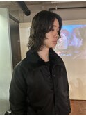 メンズボブウルフメンズミディアムレイヤーカットメンズウルフ