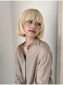大人可愛い20代30代切りっぱなし外ハネナチュラルボブ
