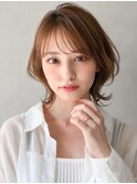 小顔 前髪 レイヤーカット くびれヘア ハイライトカラー"
