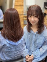 ルアナ 名古屋店(Luana)&nbsp;髪質改善縮毛矯正でつくるミディアムレイヤーピンクブラウン名駅