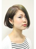 アシンメトリーショートボブ  ピーコックカラー