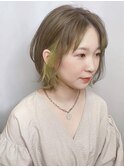 【morio原宿】２０代秋ヘアスタイル　インナーカラーグリーン