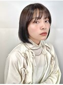 ボブ/ラベンダーアッシュ/重めボブ/シースルーバング