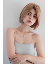 ベンジー 天神店(benji)&nbsp;【Agu】パツッとボブ×柔らかいベージュカラー