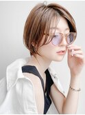 ★前下がりハンサムショートボブパーマ30代40代50代白髪ぼかし