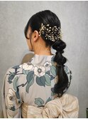 ヘアセット 浴衣×編みおろしヘア 玉ねぎヘア/着付け#1