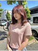ピンクベージュブリーチなしダブルカラーレイヤーカット韓国ヘア