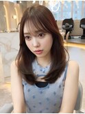 ミディアムレイヤー×ピンクベージュ/髪質改善/新宿/20代