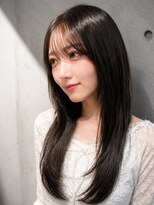 テラ(terra)&nbsp;【大人可愛い】シルク質感　艶黒髪ストレート×シースルーバング