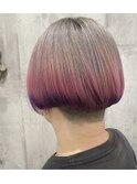 20代30代小顔ハンサムショートグラデーション裾カラー