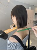 桝井》表面だけの縮毛矯正でパツッとまとまる切りっぱなしボブ