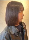 ボブ　ミルクティーベージュ　艶髪　髪質改善カラー　ショート