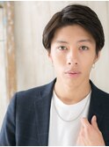 清潔感アースカラー七三分けメンズショートX草加