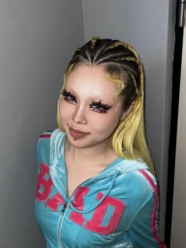 ヘアー アレス(hair ales) ハーフコーンロウ ツインテール ブレイズ コーンロウ