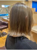 ▼前髪カットダブルカラーブリーチミルクティーベージュボブ