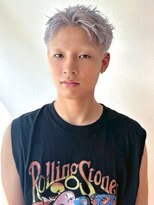 ザ ドッツ(THE DOTS)&nbsp;シルバーカラー ブリーチ メンズショート アップバング