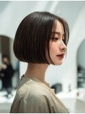 顎ラインコンパクトストレートボブ上品カラートレンド