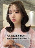 透明感カラー シースルーバング くびれミディアム【肥田亜沙美】